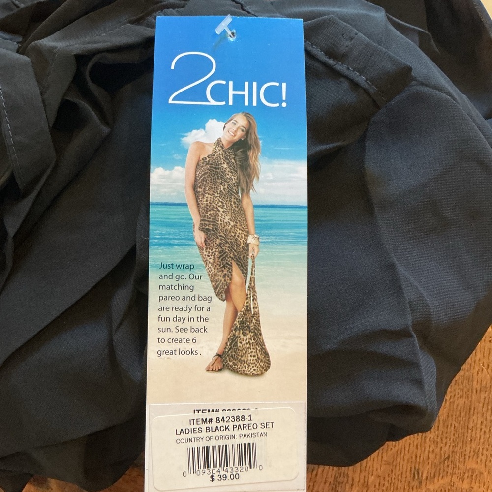 NWT 2Chic Black Pareo Set
